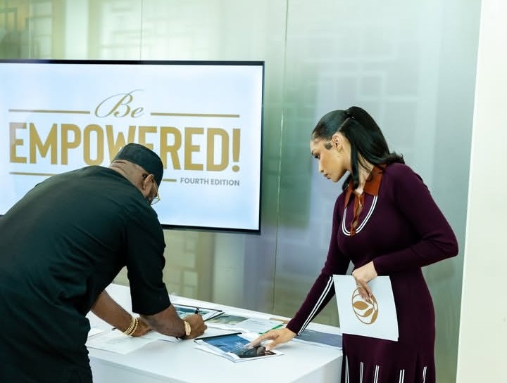 Layal Jade Tinubu moderating the Be Empowered Pitch Stage session with women entrepreneurs.