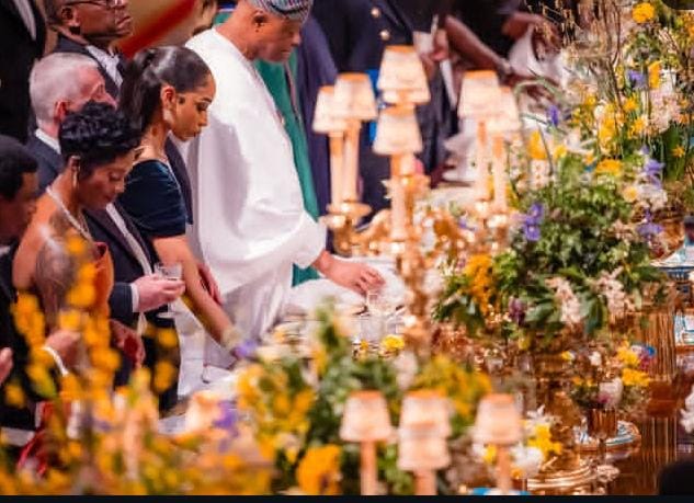 Layal Tinubu attending state banquet at Windsor Castle with dignitaries